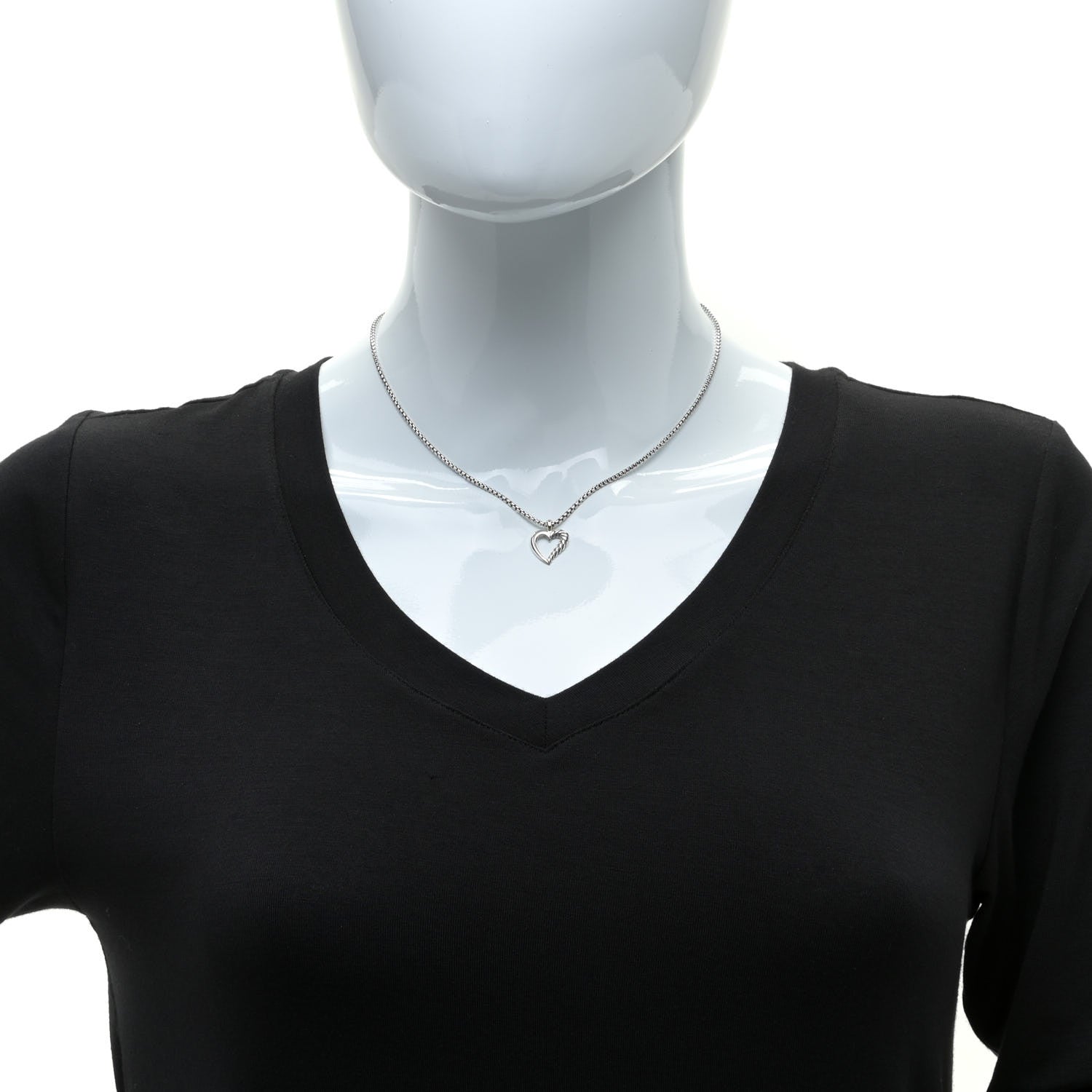 David Yurman Sterling Silver 14K Yellow Gold Mini Cable Heart Pendant Necklace 2 of 6