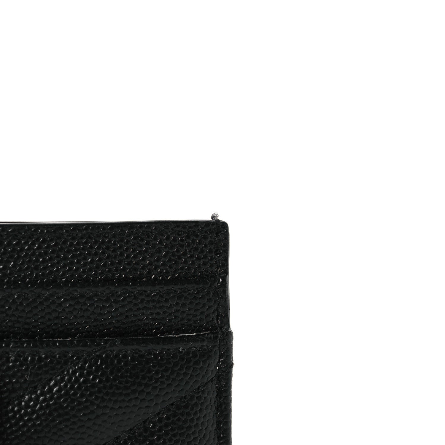 Saint Laurent Grain De Poudre Matelasse Chevron Monochrome Monogram Credit Card Case Black 8 of 8