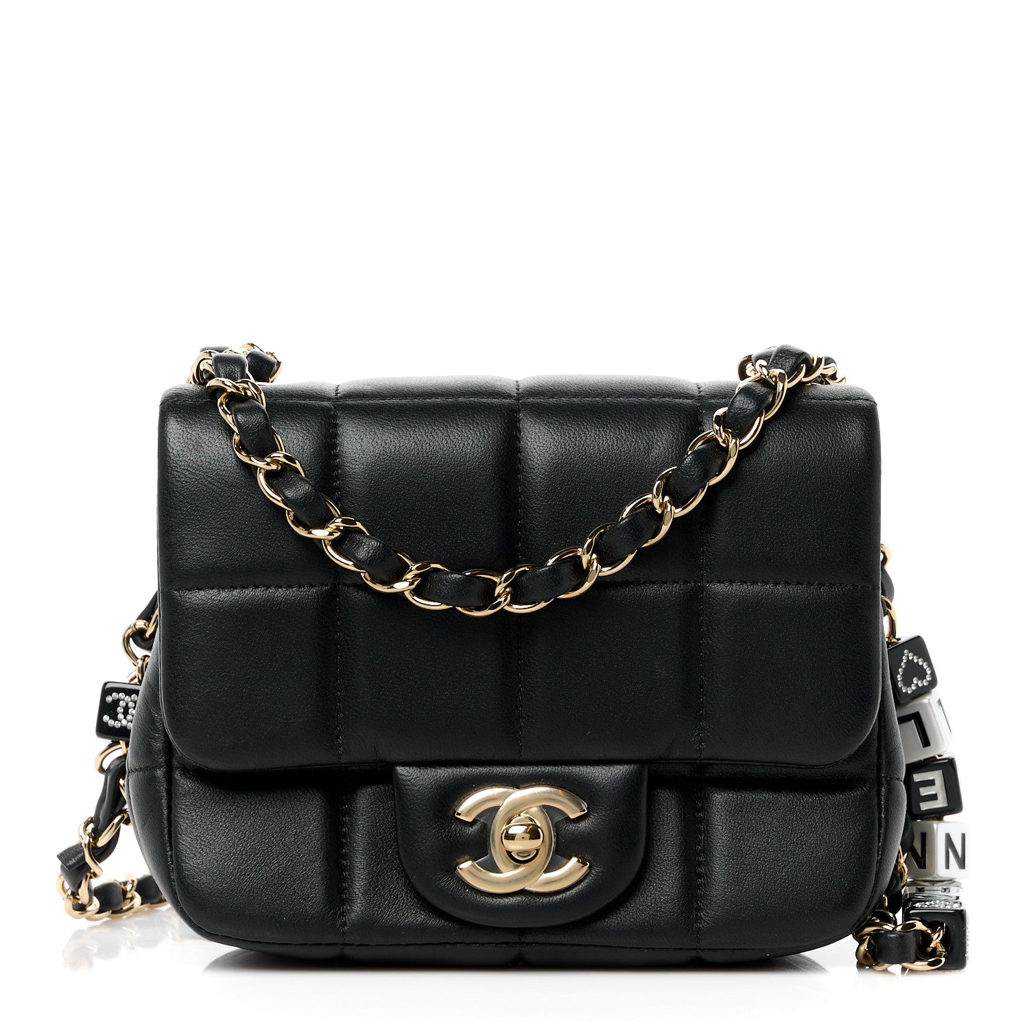 Chanel Lambskin Resin Crystal Square Quilted Mini Monacoco Flap Black 1 of 12