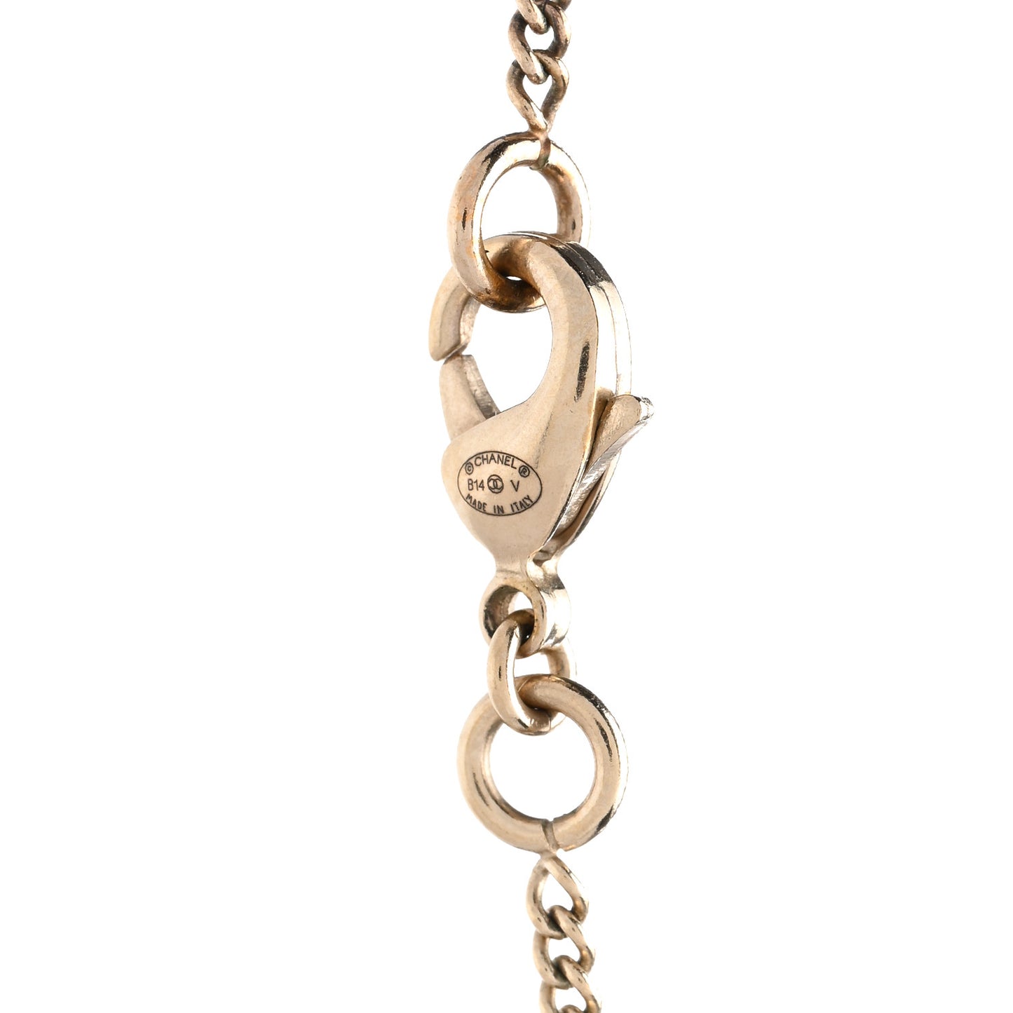 Enamel Pearl CC Baroque Drop Necklace Black Gold