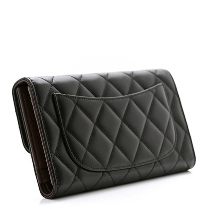 Chanel Lambskin Quilted Large Flap Wallet Black 3 of 8