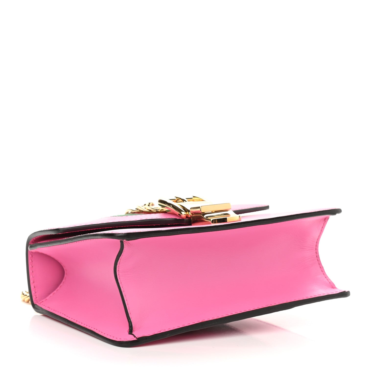 Gucci Vitello Fontanella Web Mini Sylvie Chain Shoulder Bag Pink Tropical Flower 4 of 9