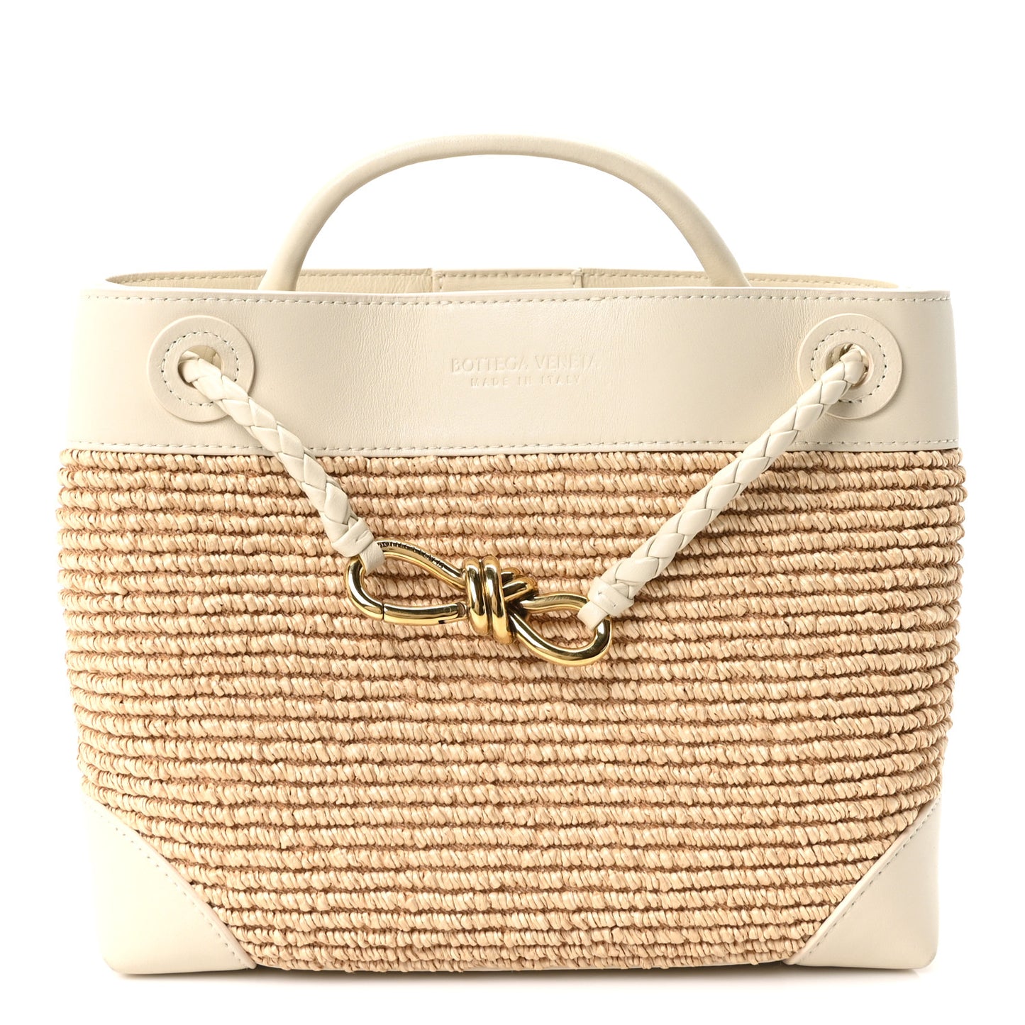 Raffia Calfskin Small Andiamo Shoulder Bag Sea Salt Natural