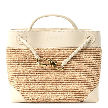 Bottega Veneta Raffia Calfskin Small Andiamo Shoulder Bag Sea Salt Natural 1 of 9