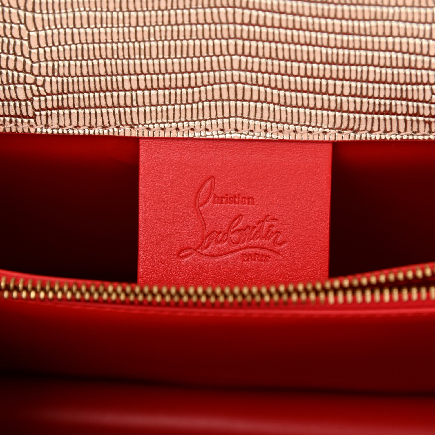 Christian Louboutin Metallic Lizard Embossed Calfskin Small Elisa Platine 6 of 9