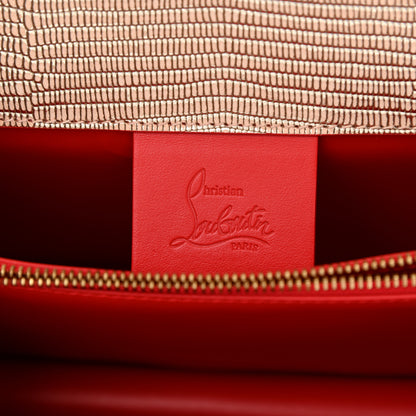 Christian Louboutin Metallic Lizard Embossed Calfskin Small Elisa Platine 6 of 9