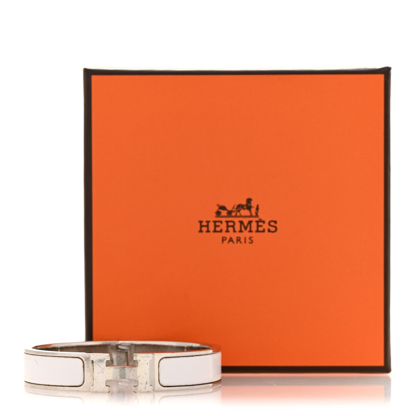 Enamel Narrow Clic Clac H Bracelet PM White