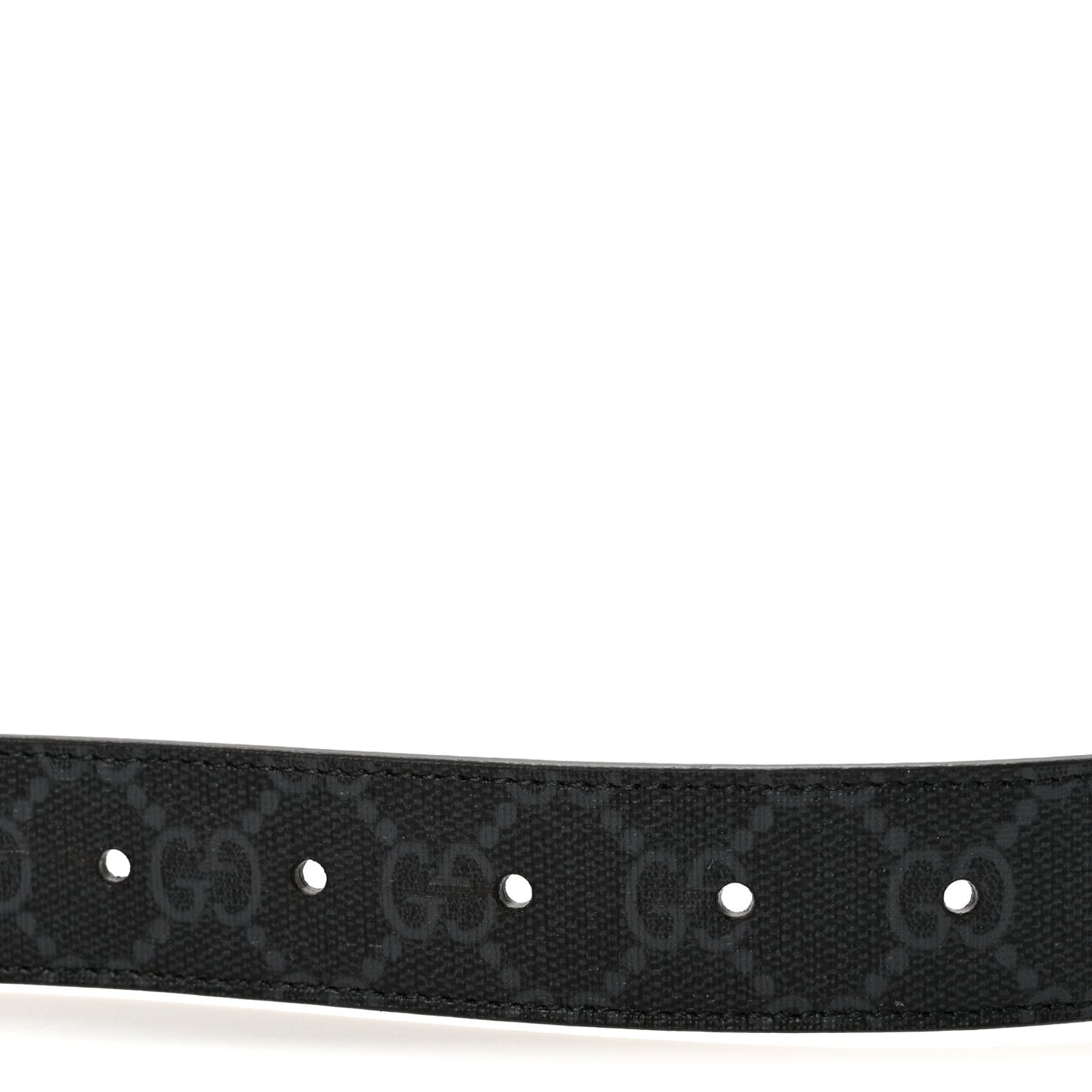 GG Supreme Monogram Plutone Calfskin Enamel Monochrome Double G 30mm Belt 80 32 Deep Grey