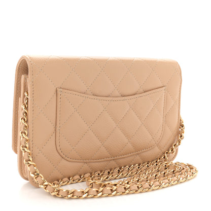 Chanel Caviar Quilted Wallet on Chain WOC Beige 3 of 12