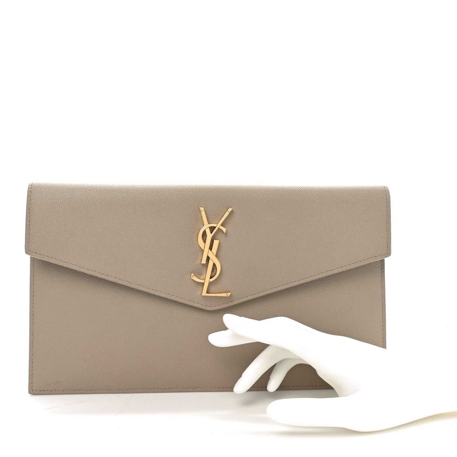 Saint Laurent Grain De Poudre Uptown Pouch Dark Beige 2 of 7