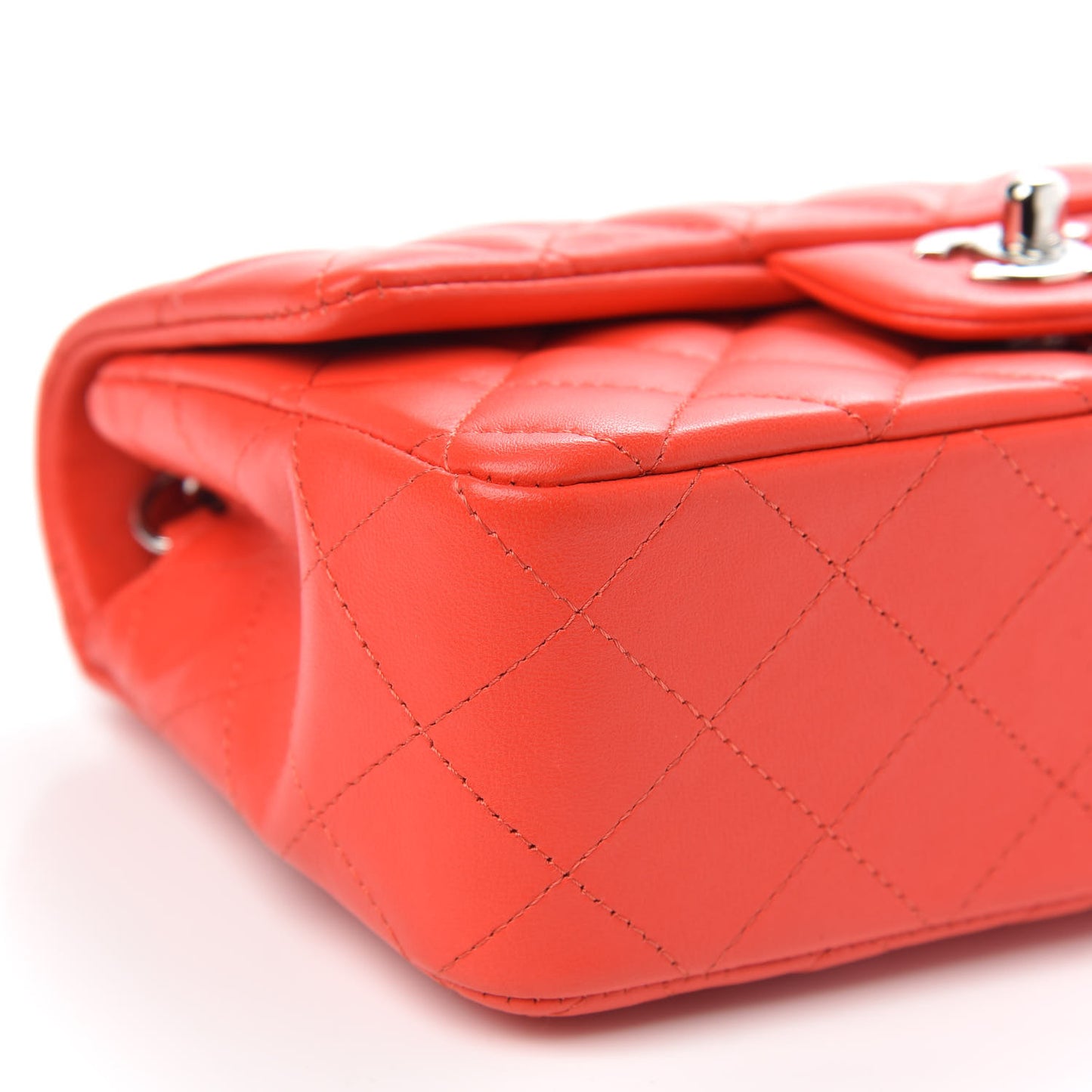 Lambskin Quilted Mini Rectangular Flap Red