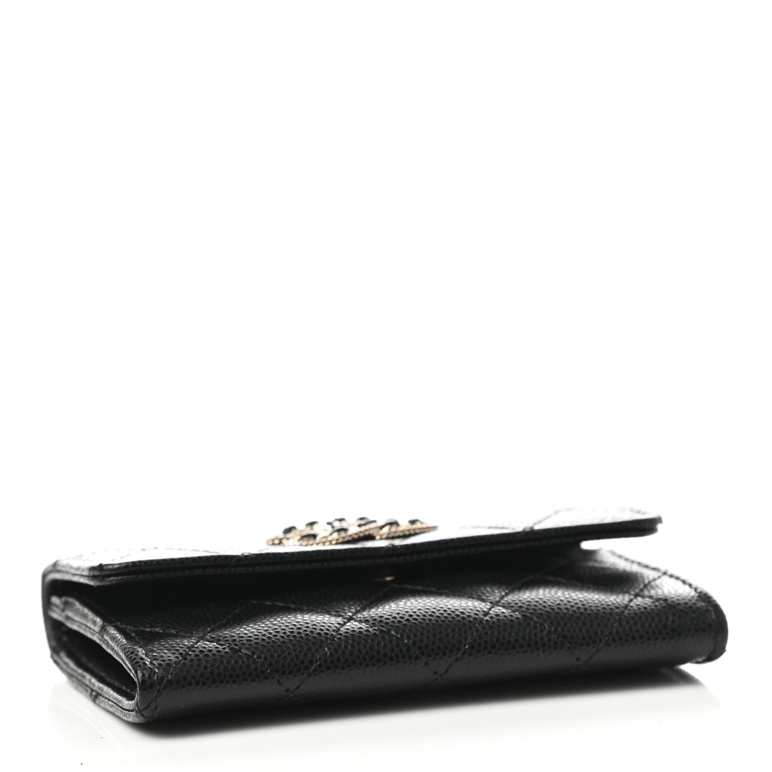 Chanel Caviar Quilted Crystal CC Flap Card Holder Black 4 of 9
