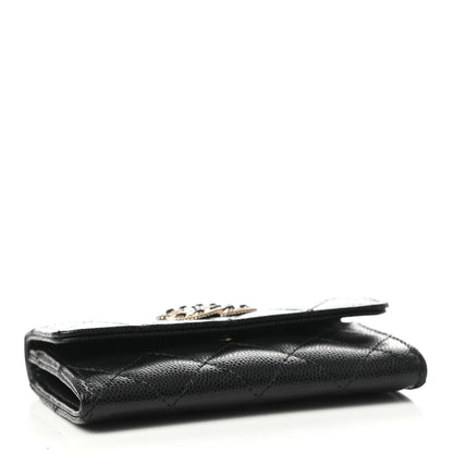 Chanel Caviar Quilted Crystal CC Flap Card Holder Black 4 of 9