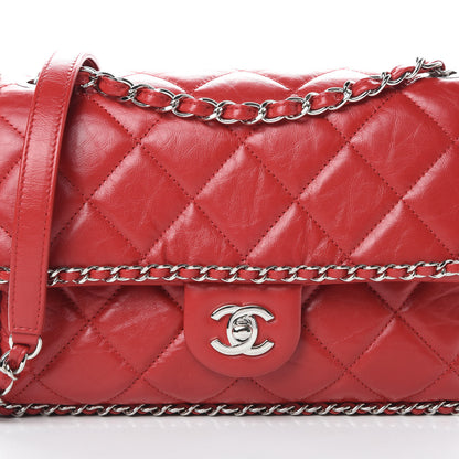 Chanel Crumpled Calfskin Medium Chain All Over Flap Red 8 of 13