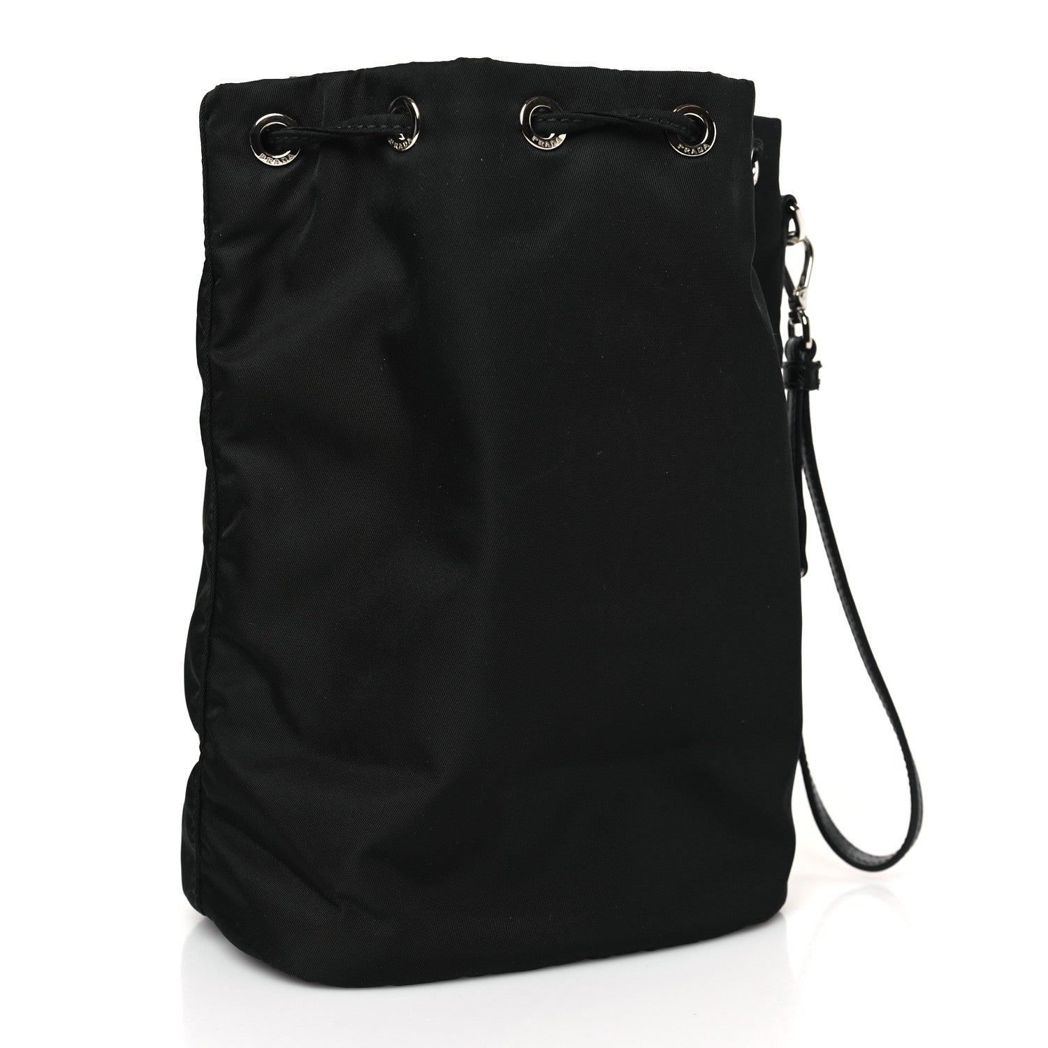 Prada Saffiano Tessuto Nylon Vela Bucket Wristlet Black 3 of 8