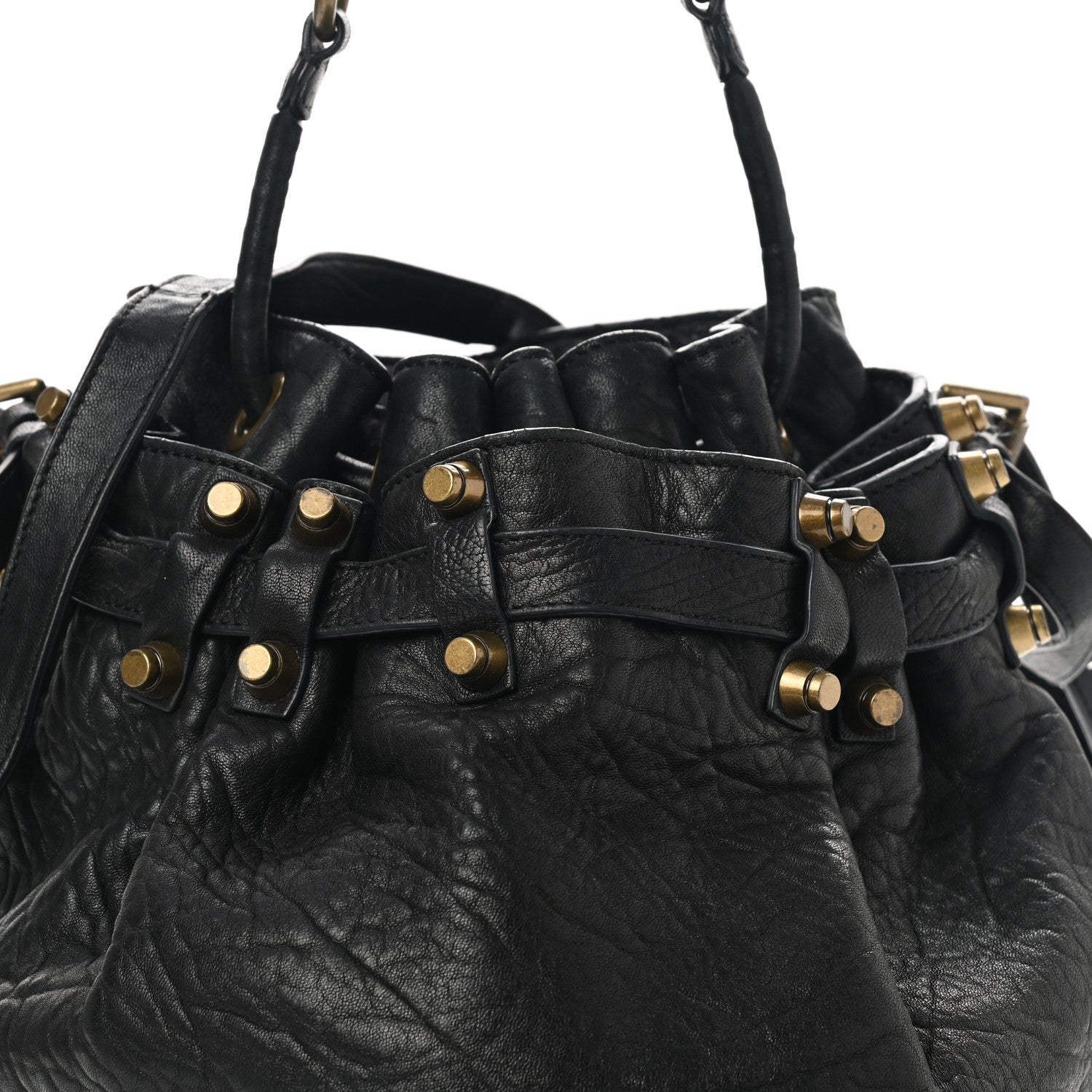 Alexander Wang Pebbled Lambskin Diego Bucket Bag Black Antique Brass Hardware 7 of 10