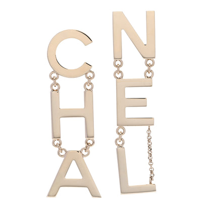 Chanel Metal Cha-Nel Logo Drop Earrings Gold 1 of 5