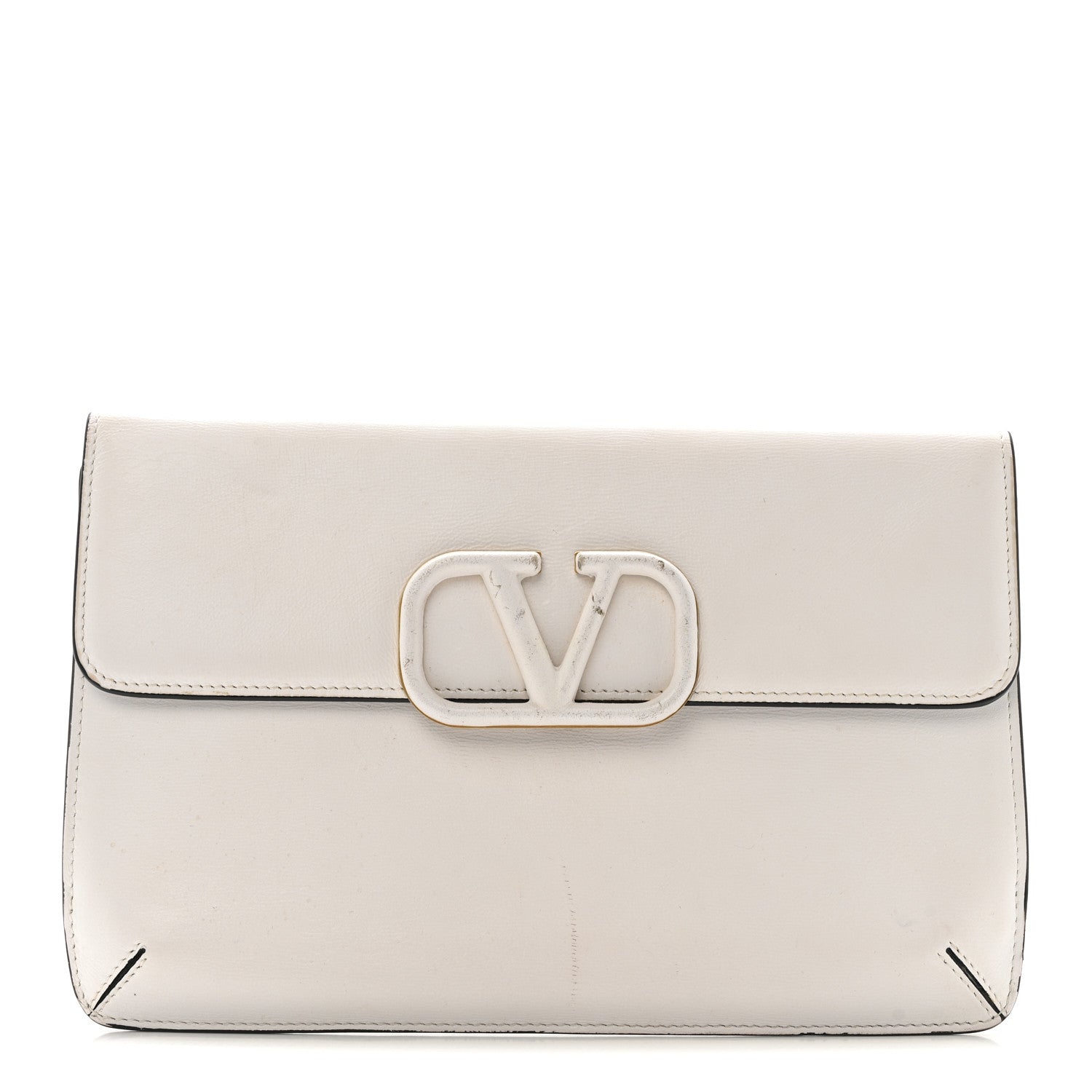 Valentino Garavani Calfskin Vlogo Envelope Clutch White 1 of 11
