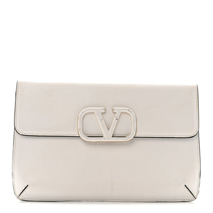 Valentino Garavani Calfskin Vlogo Envelope Clutch White 1 of 11