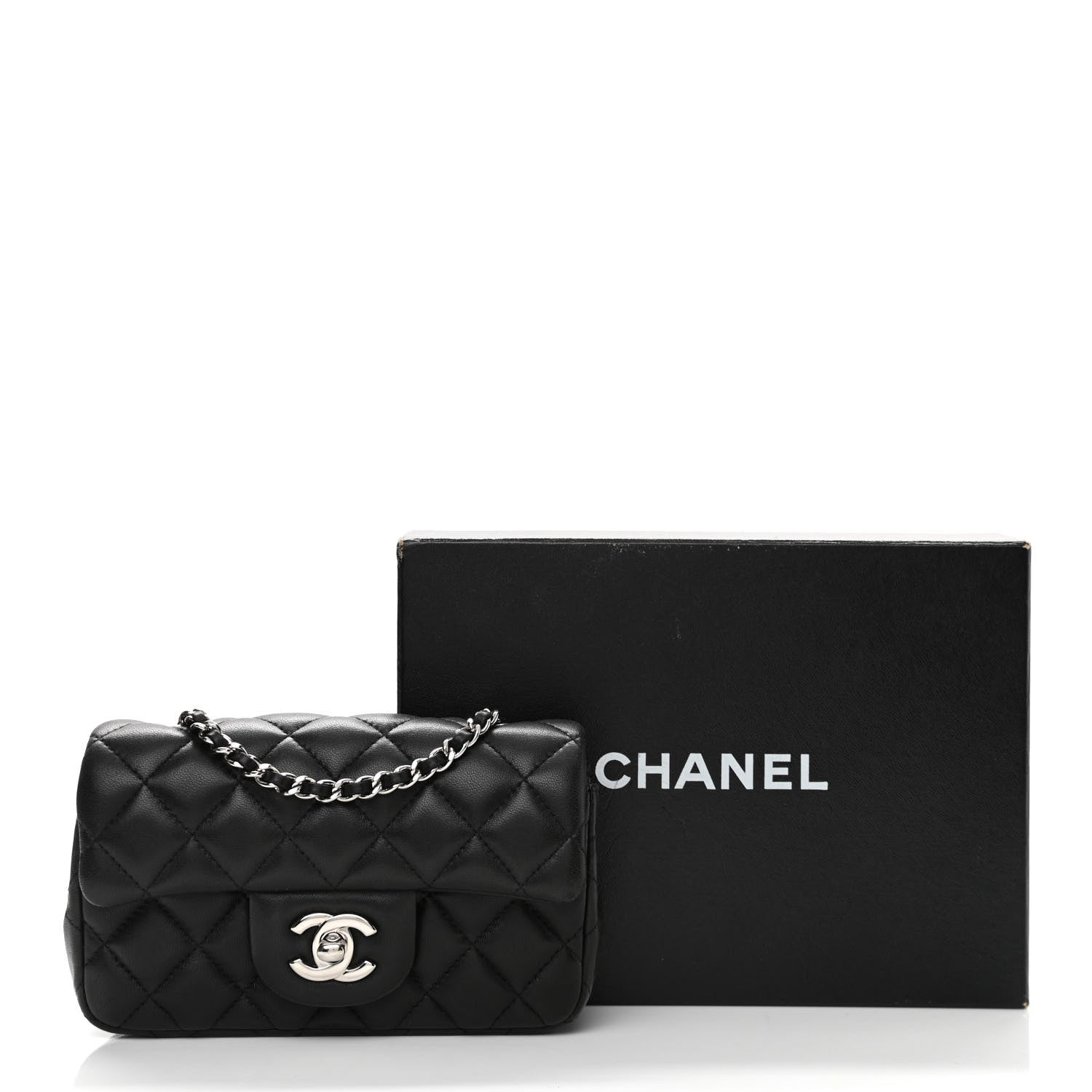 Chanel Lambskin Quilted Extra Mini Rectangular Flap Black 16 of 16