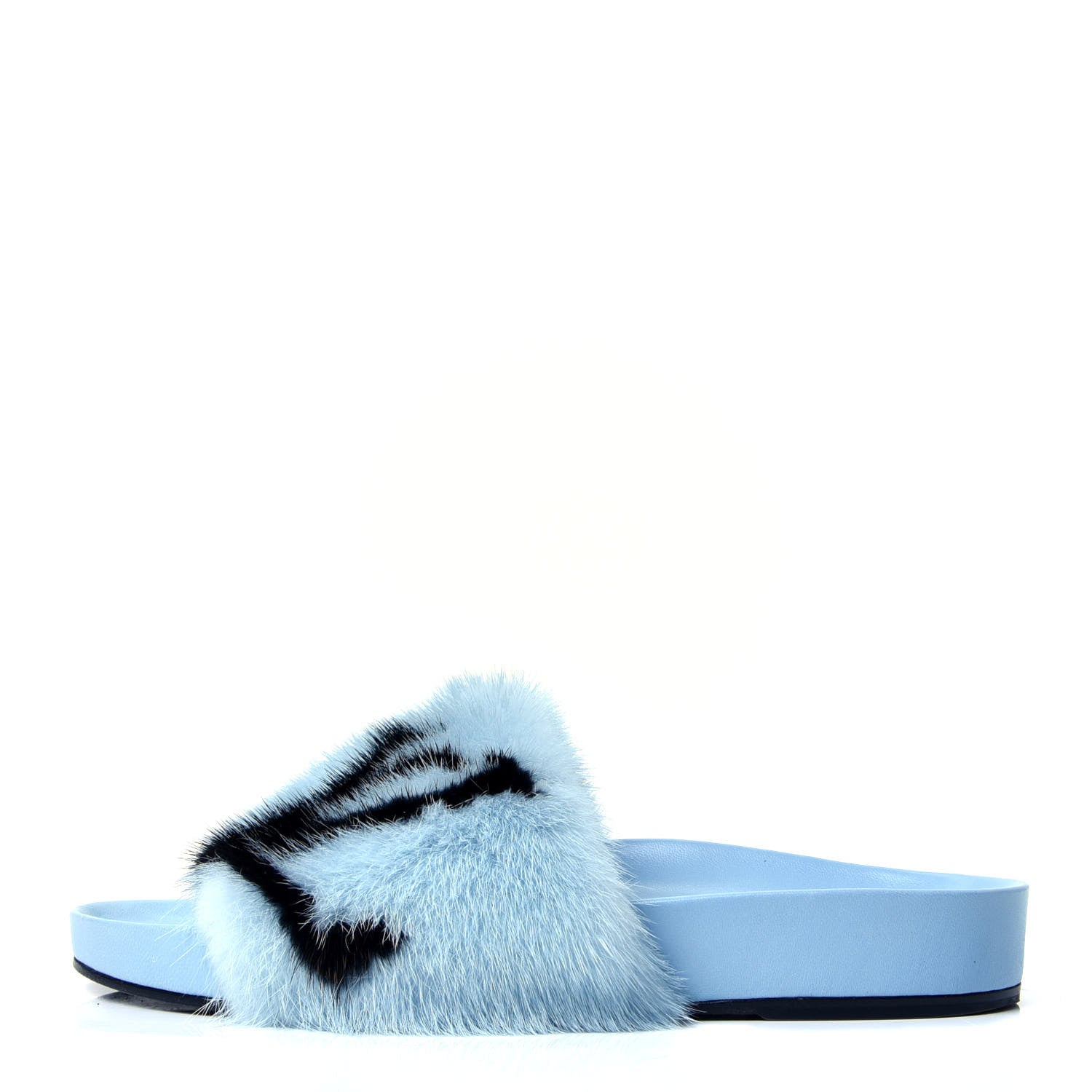 Louis Vuitton Mink Fur Bom Dia Flat Mules 37 Blue 1 of 5