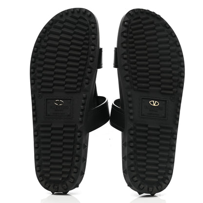 Valentino Garavani Calfskin Rockstud Buckled Slide Sandals 39 Black 5 of 9