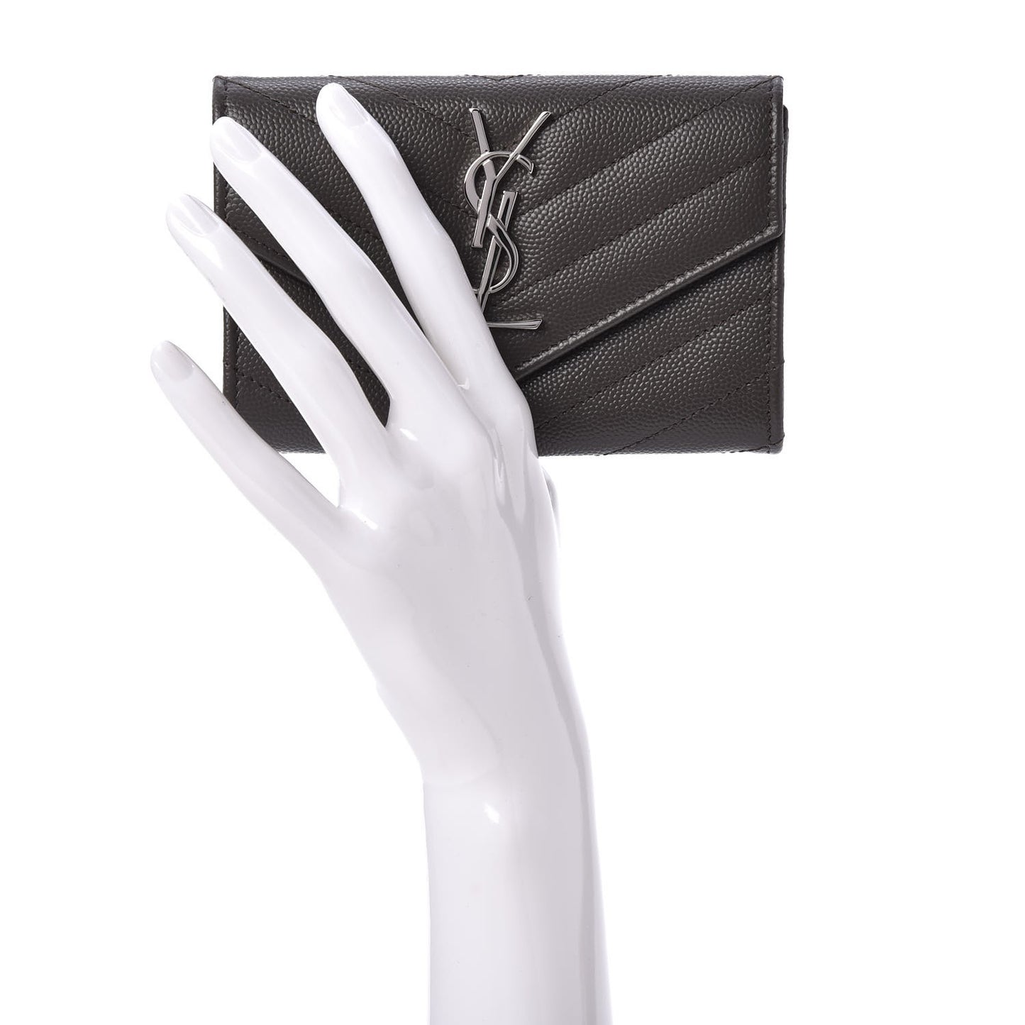 Grain De Poudre Matelasse Chevron Small Monogram Envelope Wallet Earth