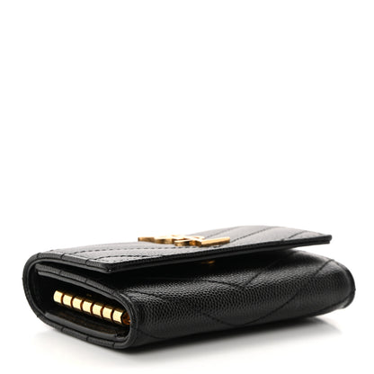 Saint Laurent Grain de Poudre Matelasse Cassandre Monogram Slim Key Case Black 4 of 8