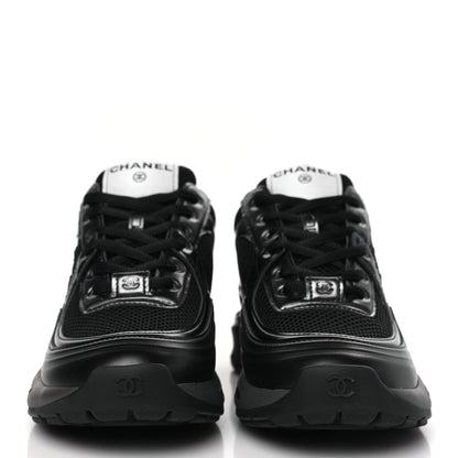 Chanel Fabric Laminated Calfskin Stretch CC Womens Sneakers 36.5 Black 2 of 9