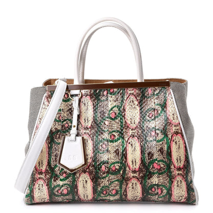 Fendi Snakeskin Canvas Medium 2Jours Tote Giada Rosa 1 of 15