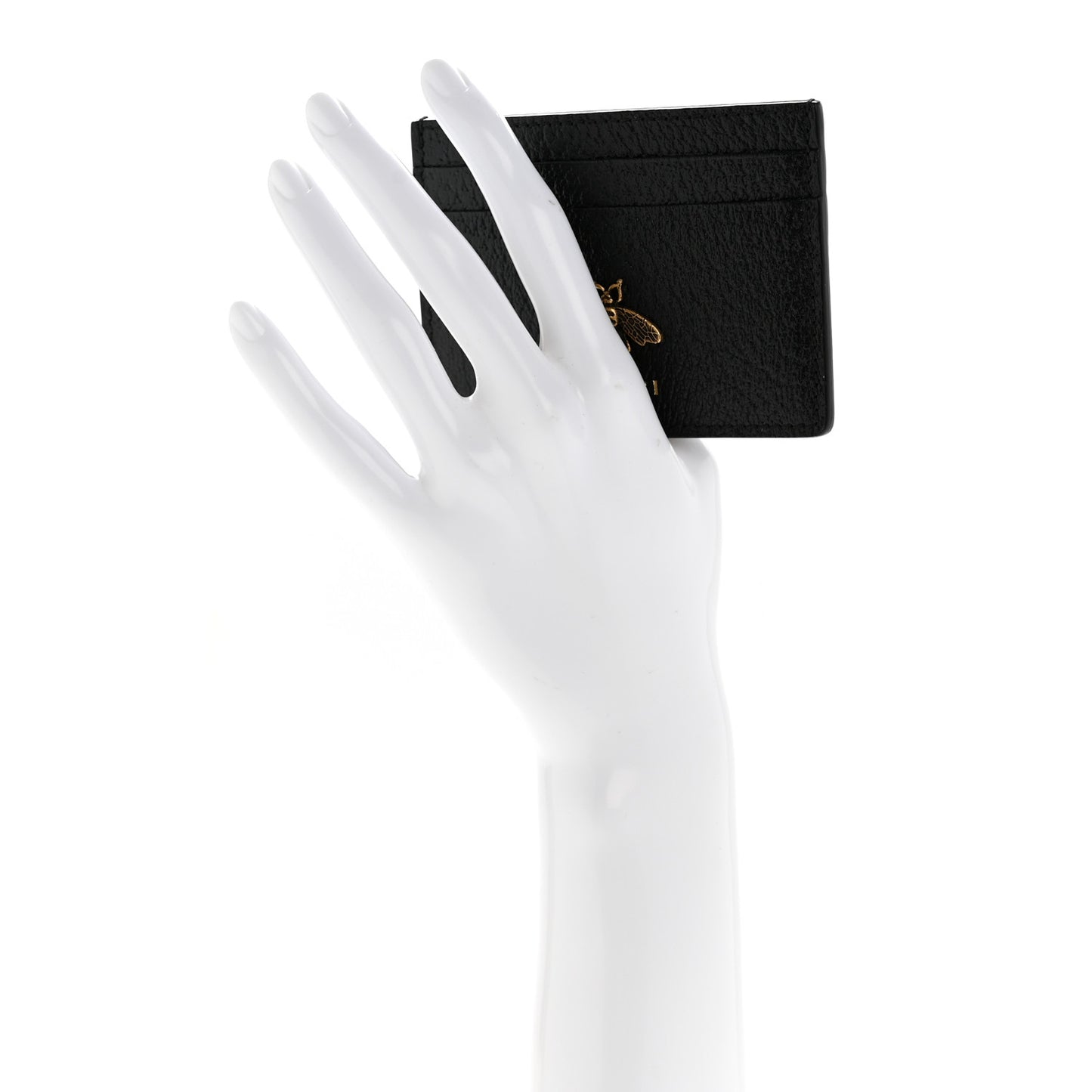 Pebbled Calfskin Animalier Card Holder Black