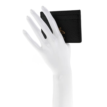 Gucci Pebbled Calfskin Animalier Card Holder Black 2 of 7