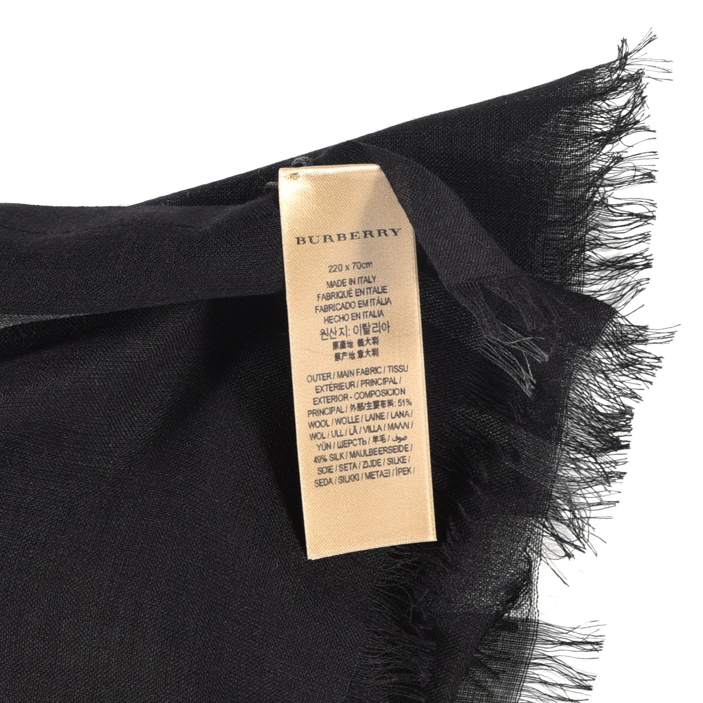Wool Silk Gauze Giant Check Scarf Black