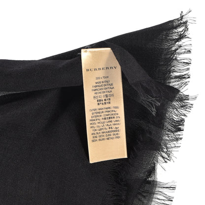 Burberry Wool Silk Gauze Giant Check Scarf Black 4 of 4