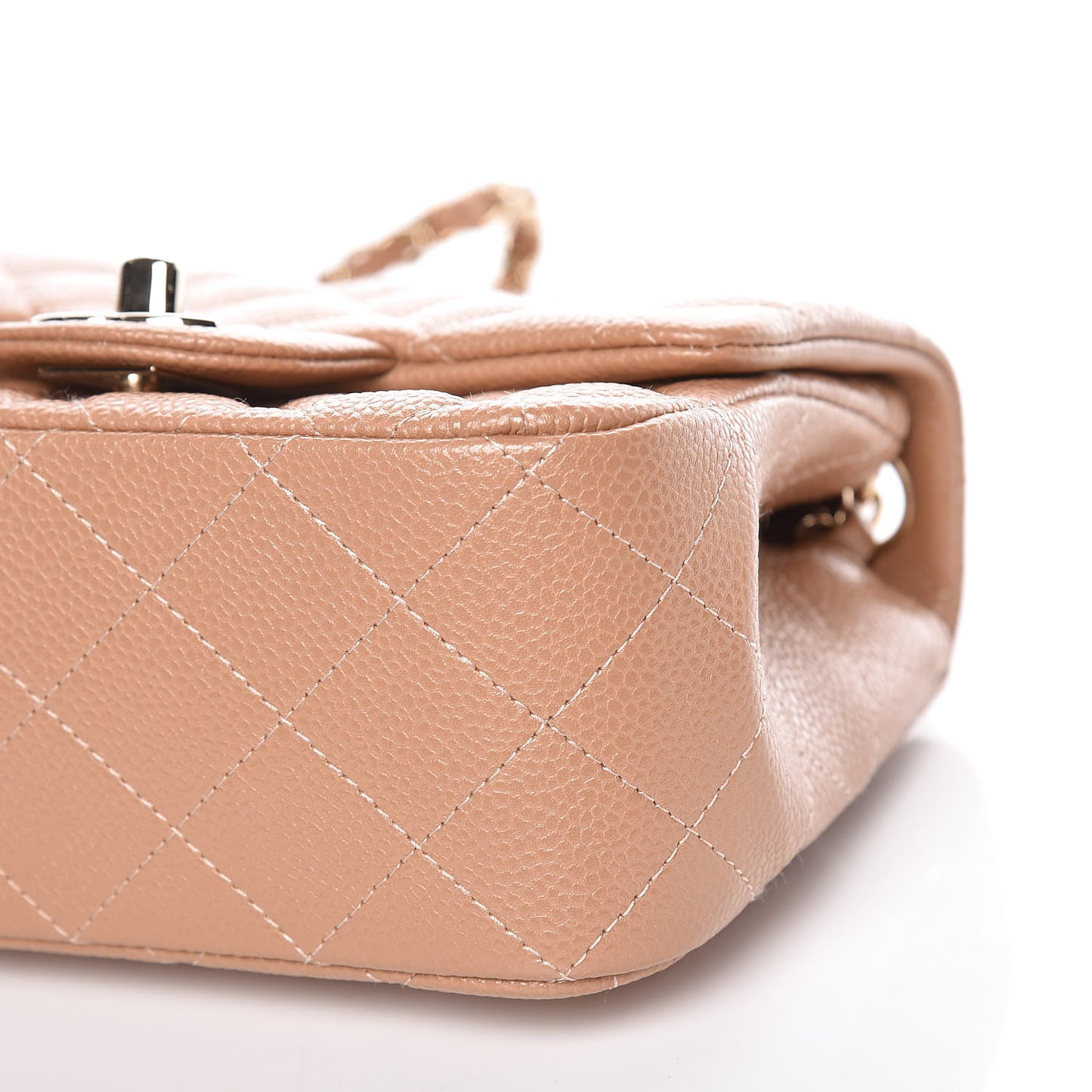 Caviar Quilted Mini Square Flap Beige