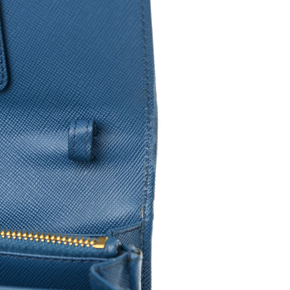 Prada Saffiano Metal Flap Wallet With Strap Cobalto 12 of 14
