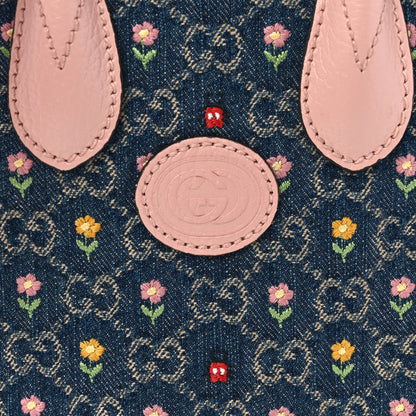 Gucci Denim Dollar Calfskin GG Monogram Mini Retro Interlocking G Tote Bag Blue Tea Multicolor Powder Pink 9 of 11