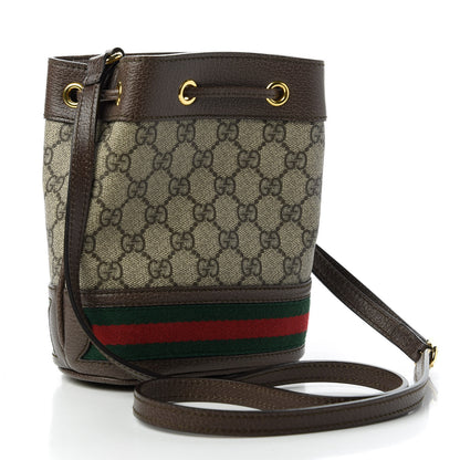 Gucci GG Supreme Monogram Web Mini Ophidia Bucket Bag Brown 3 of 10