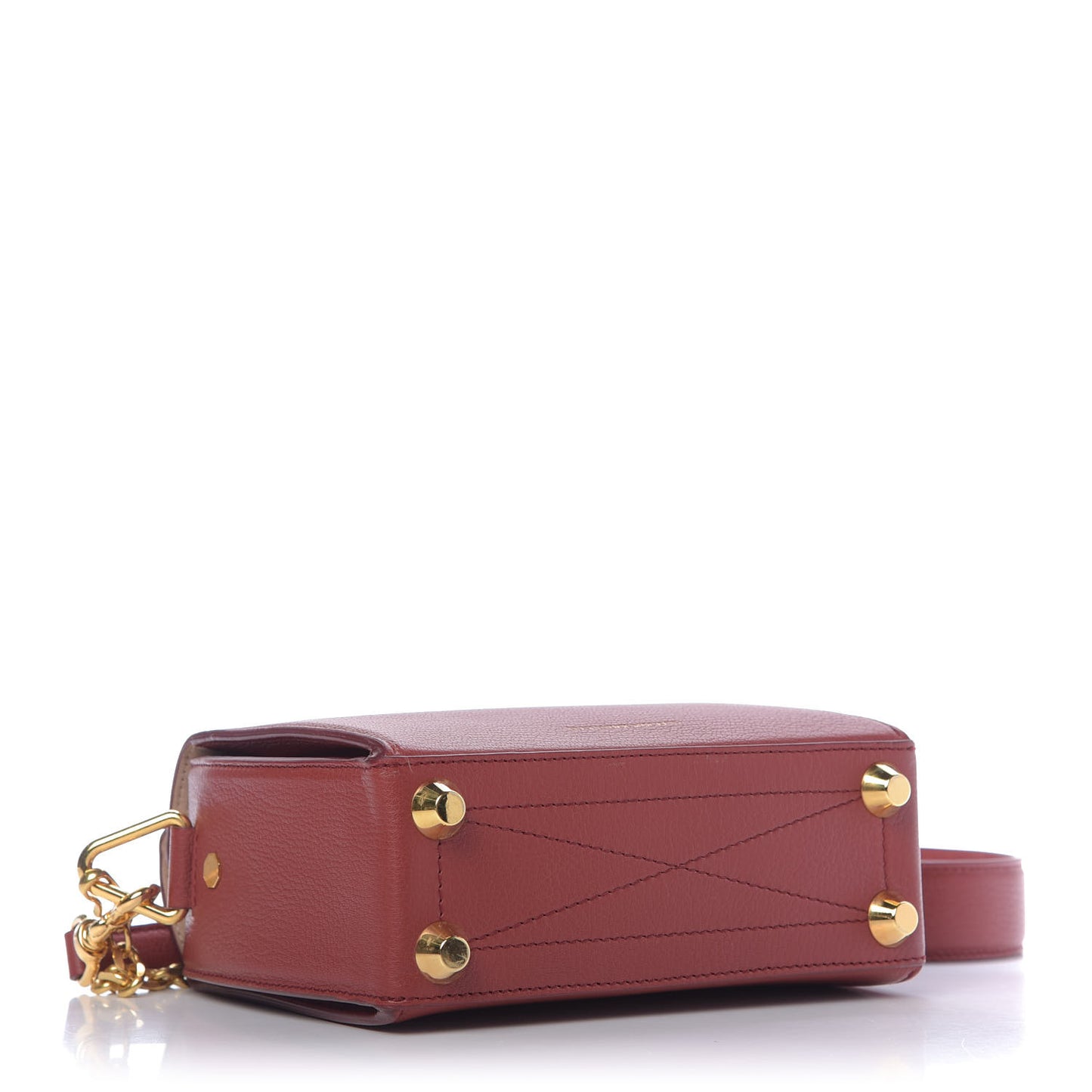 Silky Amish Grain Calfskin Box Shoulder Bag 19 Lacquered Red