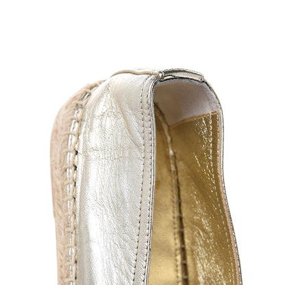 Saint Laurent Metallic Lambskin Monogram Espadrilles 38 Platino 8 of 9