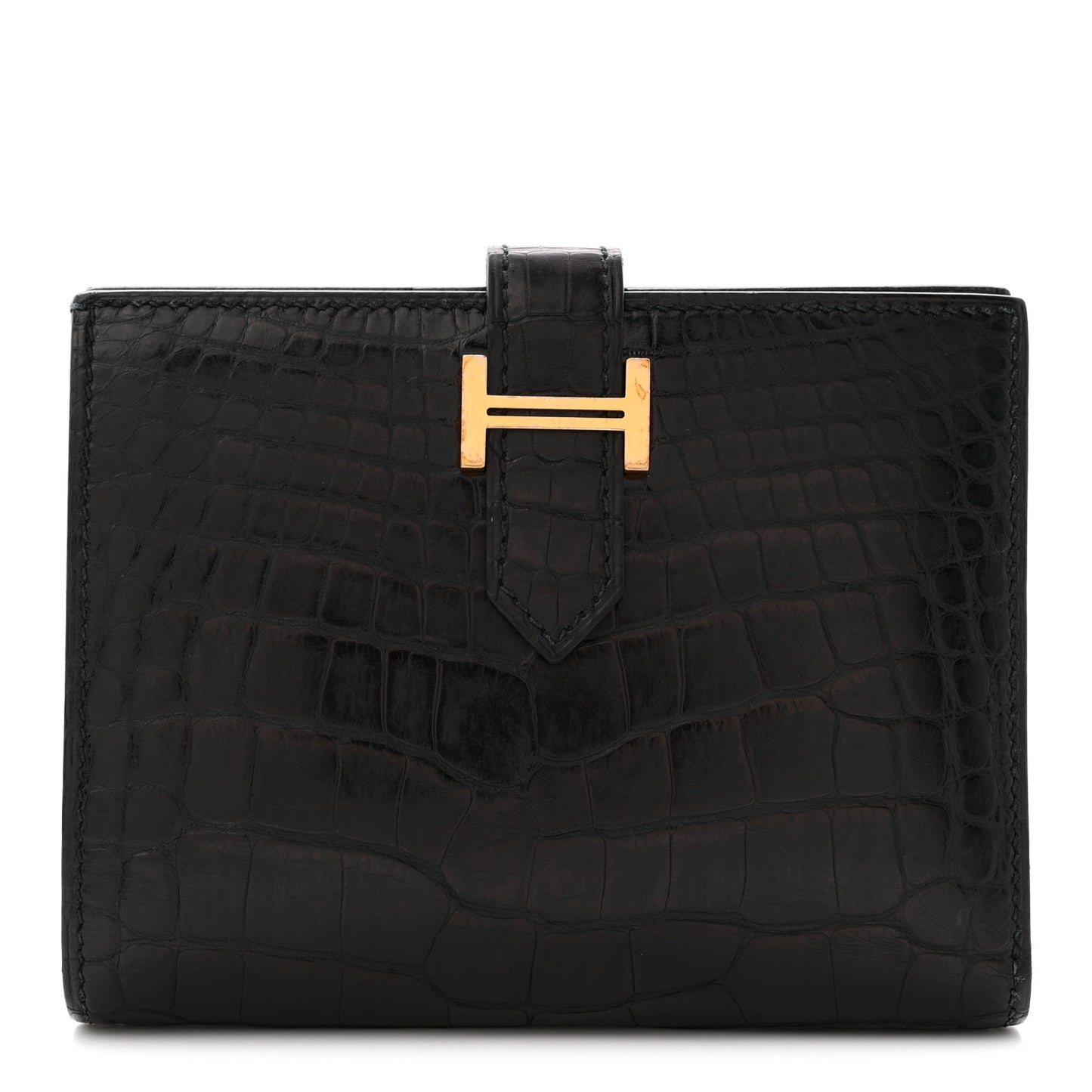 Matte Alligator Bearn Compact Wallet Black