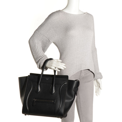 Celine Drummed Calfskin Mini Luggage Black 2 of 9