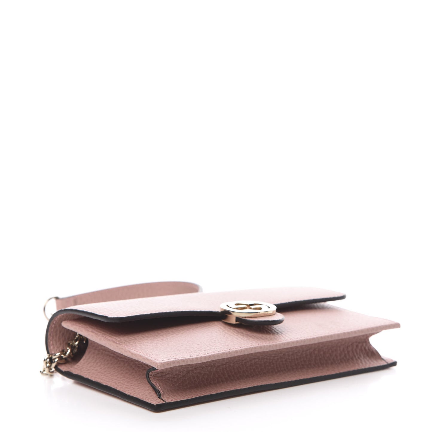 Dollar Calfskin Interlocking G Chain Wallet Soft Pink