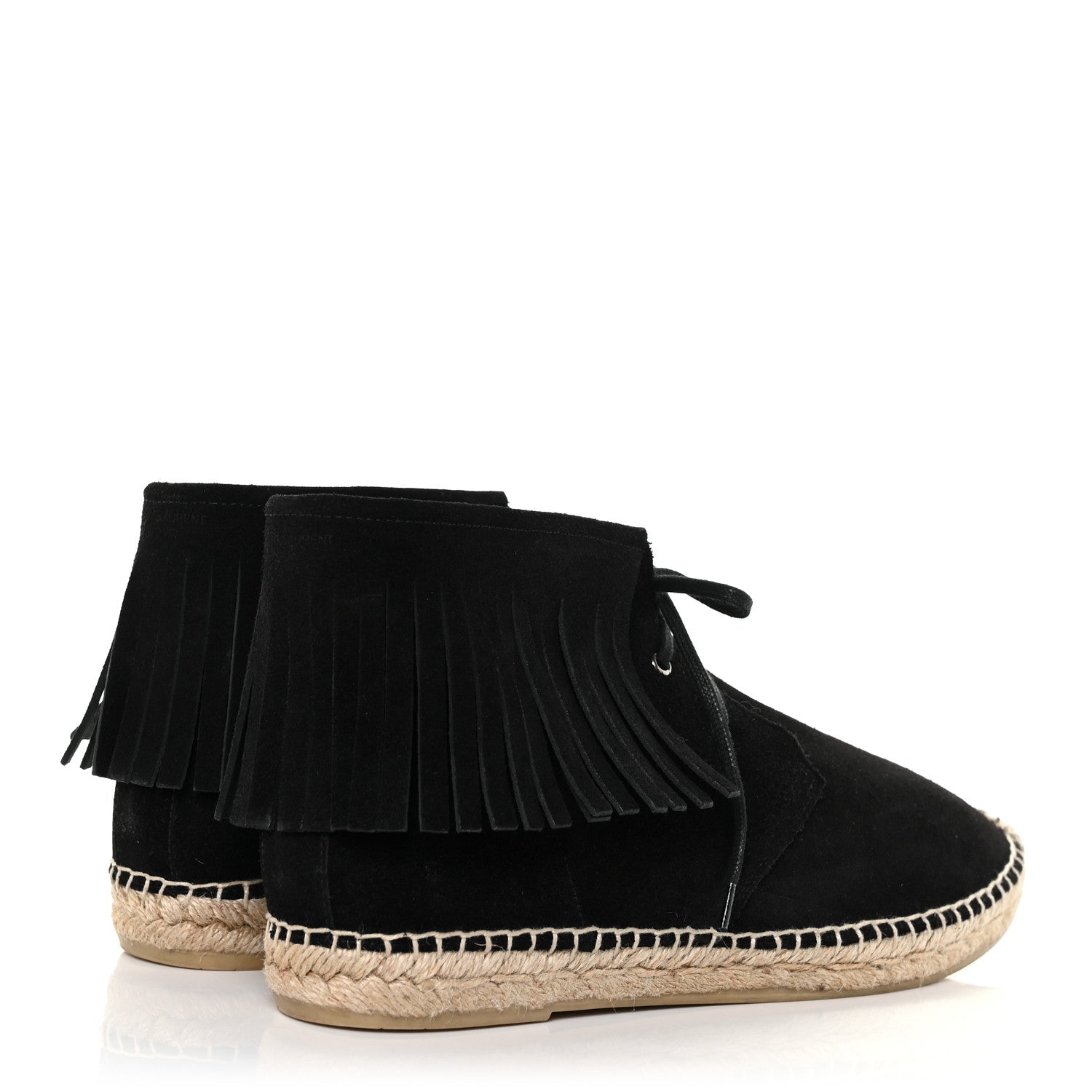 Saint Laurent Suede Fringe Moccasin Booties 41 Black 4 of 8