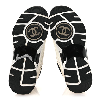 Chanel Mesh Suede Calfskin Grained Calfskin Womens CC Sneakers 37 White Black 7 of 13
