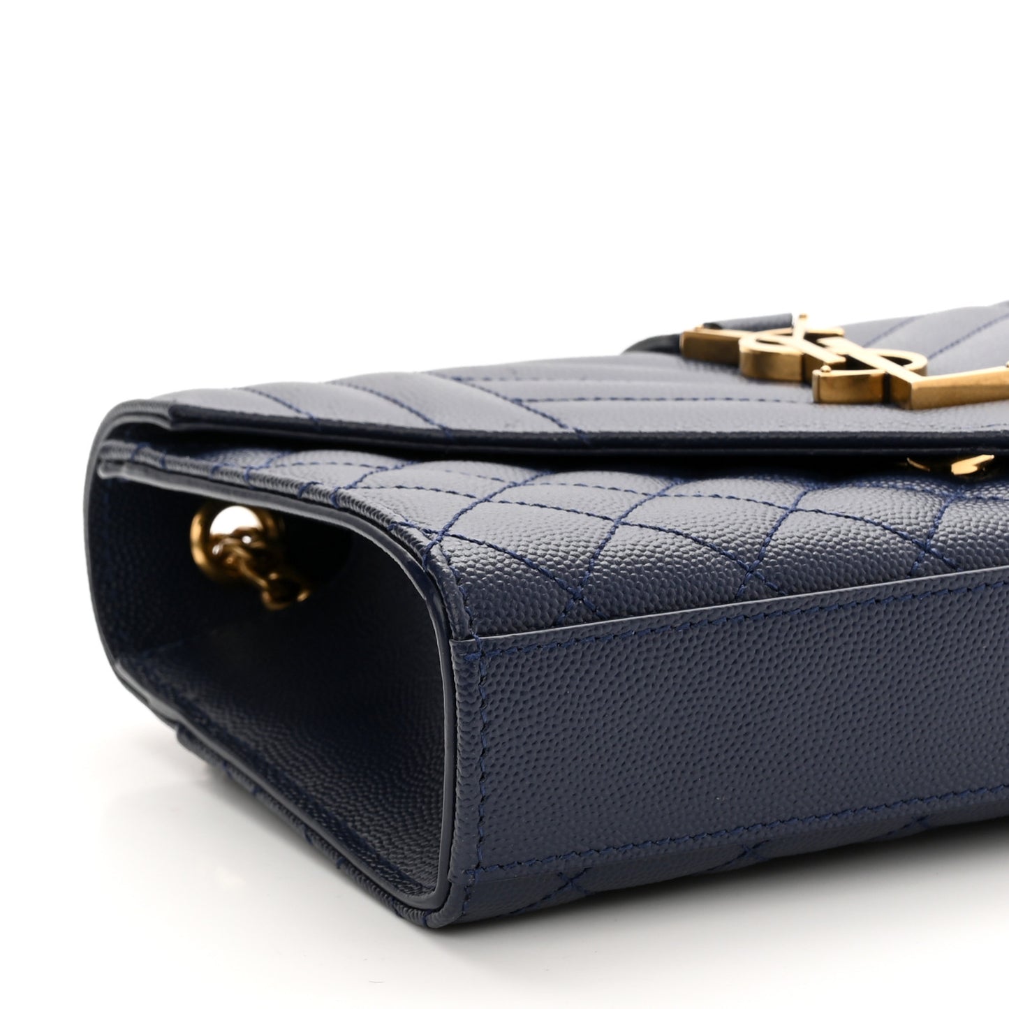 Grain De Poudre Textured Mixed Matelasse Triquilt Small Monogram Satchel Blue