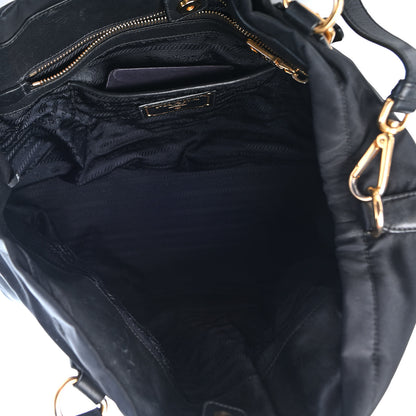 Prada Tessuto Nylon Soft Calfskin Tote Black 4 of 9