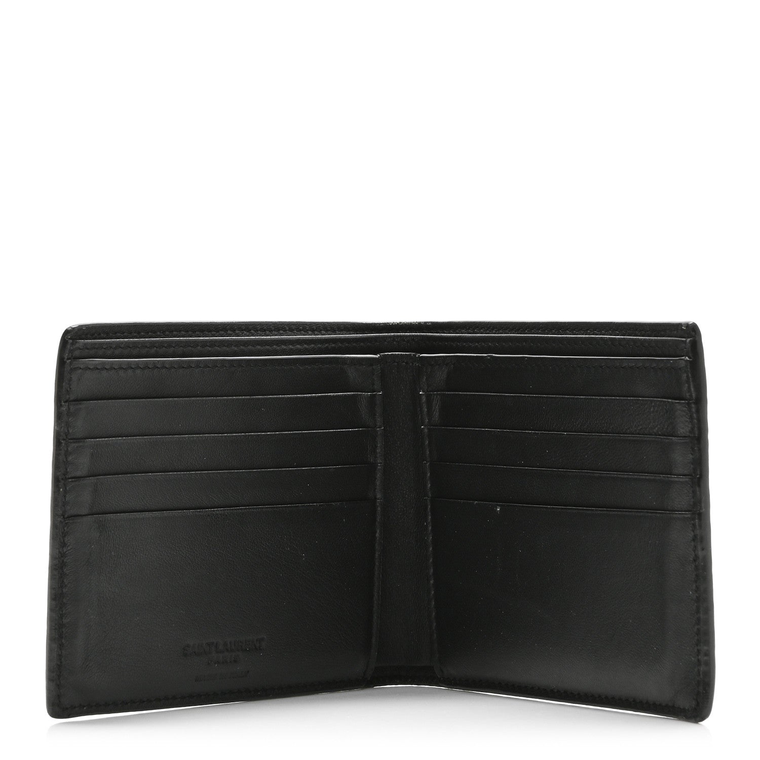 Saint Laurent Calfskin Crocodile Embossed Paris East West Wallet Black 4 of 6