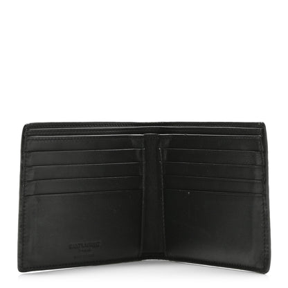 Saint Laurent Calfskin Crocodile Embossed Paris East West Wallet Black 4 of 6