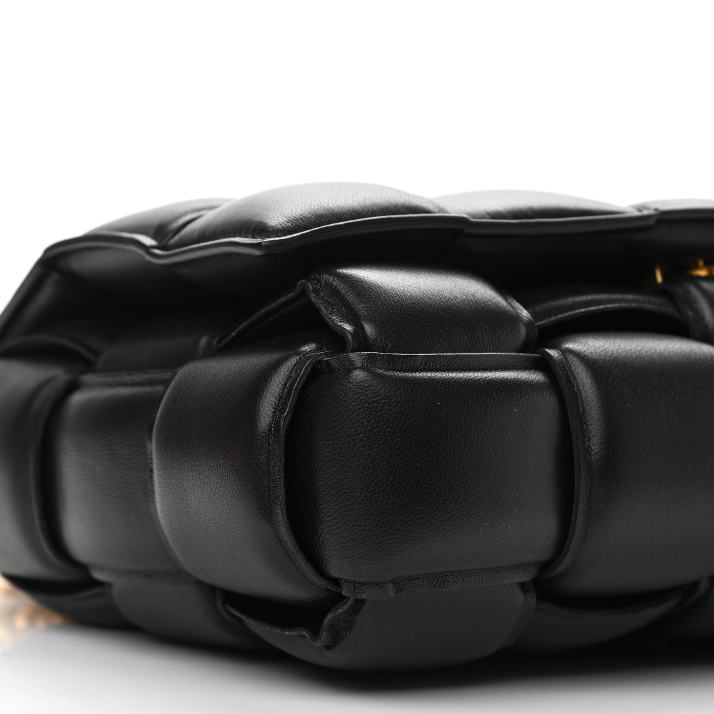 Lambskin Maxi Intreccio Padded Chain Cassette Crossbody Bag Black